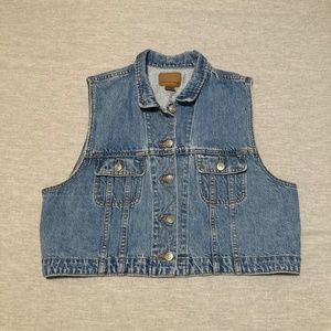 American Eagle Classic Cropped Denim Vest - XL